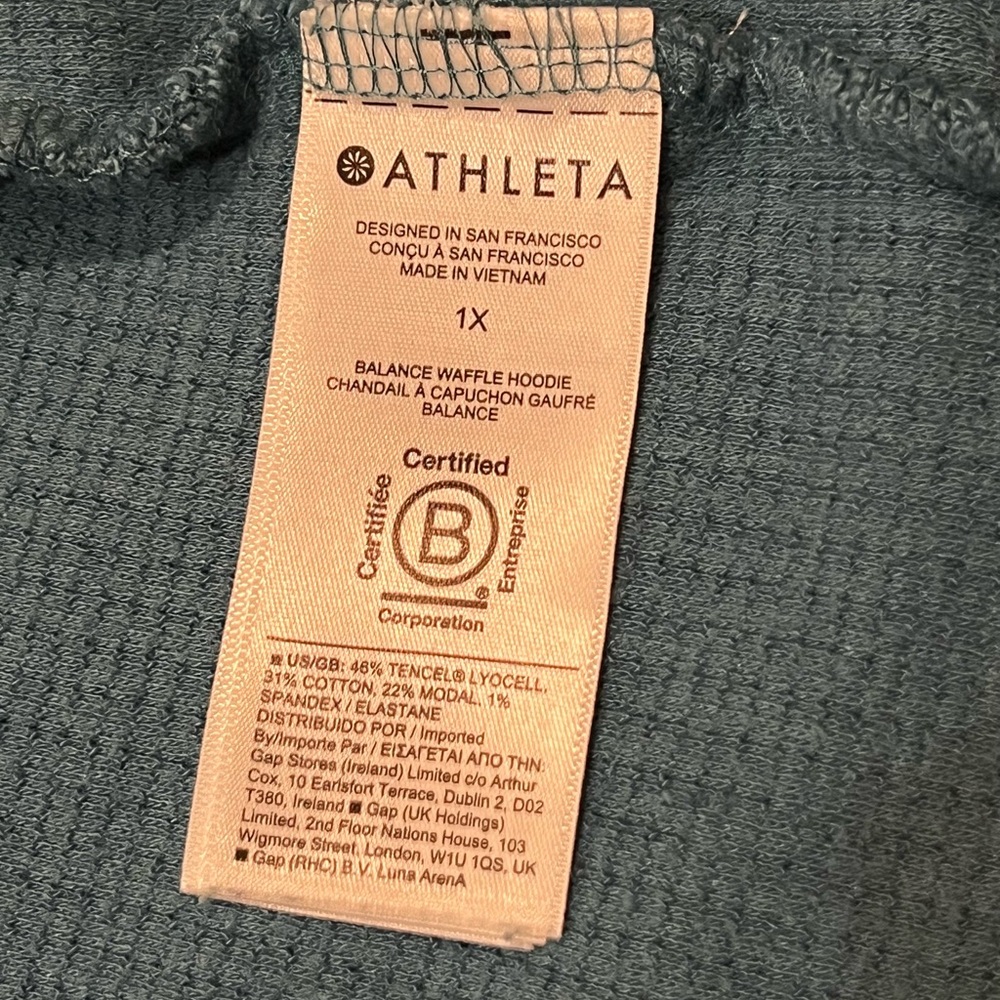 ATHLETA Plus Size Balance Waffle Hoodie Sweatshirt Size 1X - Picture 12 of 15